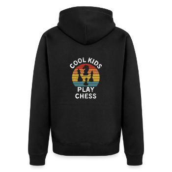 Cool Kids Play Chess - Unisex Premium Bio Zip Hoodie - Schwarz - Hinten - Nico (187cm)