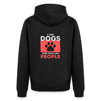I like dogs more than i like people - Unisex Premium Bio Zip Hoodie - Schwarz - Hinten - Nico (187cm)