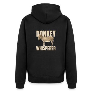 Farm Animal Donkey Whisperer Funny Farmer Donkey - Unisex Premium Bio Zip Hoodie - Schwarz - Hinten - Nico (187cm)