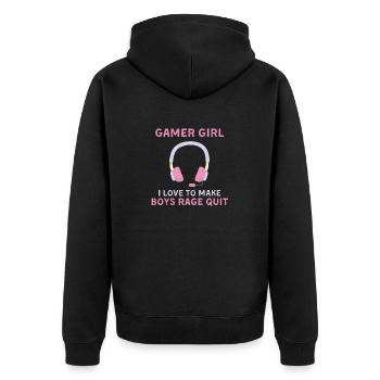 Gamer Girl Funny Quote Gaming Girls Teens - Unisex Premium Bio Zip Hoodie - Schwarz - Hinten - Nico (187cm)