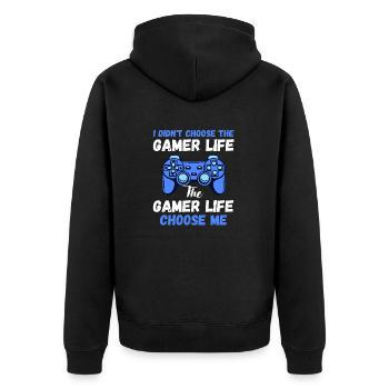 I Didn t Choose The Gamer Life Funny Gamer - Unisex Premium Bio Zip Hoodie - Schwarz - Hinten - Nico (187cm)