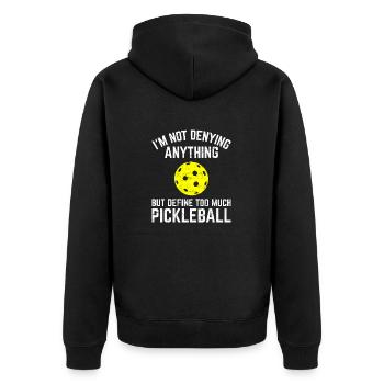 I'm Not Denying Anything Funny Pickleball Player L - Unisex Premium Bio Zip Hoodie - Schwarz - Hinten - Nico (187cm)
