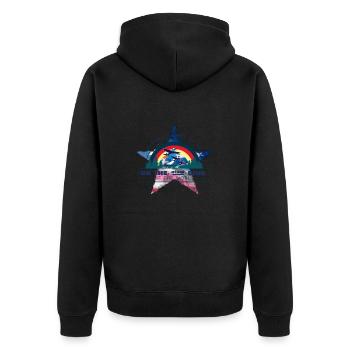 American Dream 2.0 - Unisex Premium Bio Zip Hoodie - Schwarz - Hinten - Nico (187cm)
