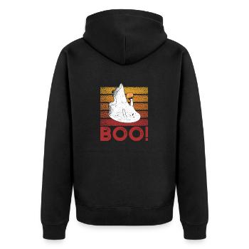 Boo Cute Ghost Saying Ghosts Spooky Halloween - Unisex Premium Bio Zip Hoodie - Schwarz - Hinten - Nico (187cm)