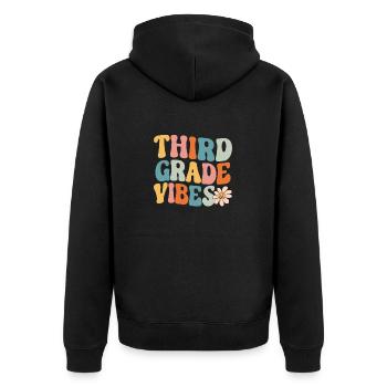 Dritte Klasse Vibes 3. Klasse Retro Back To School - Unisex Premium Bio Zip Hoodie - Schwarz - Hinten - Nico (187cm)