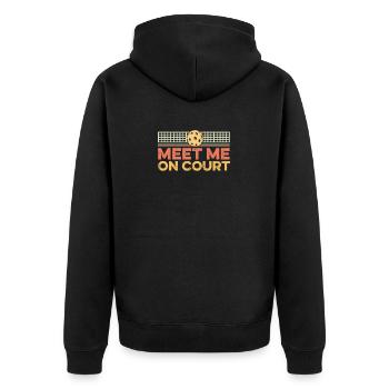 Treffen Sie mich vor Gericht Lustiger Anwalt Pickleball Team Pun - Unisex Premium Bio Zip Hoodie - Schwarz - Hinten - Nico (187cm)