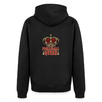 Pickleball Queen Pickleball Spieler Paddleball Wortspiel - Unisex Premium Bio Zip Hoodie - Schwarz - Hinten - Nico (187cm)