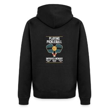 Pickleball zu spielen verbessert das Gedächtnis Dink Coach - Unisex Premium Bio Zip Hoodie - Schwarz - Hinten - Nico (187cm)