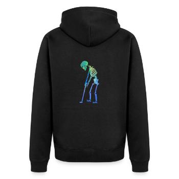 Skeleton Golfer Funny Halloween Golfing Sport - Unisex Premium Organic Zip Hoodie - black - Back - Nico (187cm)