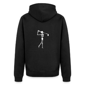 Skeleton Golfer Funny Halloween Golfing Sport - Unisex Premium Organic Zip Hoodie - black - Back - Nico (187cm)