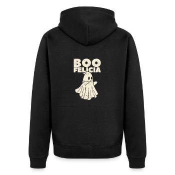 Boo Felicia Ghost Funny Love Halloween Party - Unisex Premium Organic Zip Hoodie - black - Back - Nico (187cm)