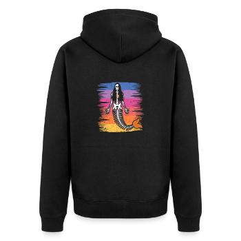Mermaid Skeleton Halloween Funny Spooky - Unisex Premium Organic Zip Hoodie - black - Back - Nico (187cm)