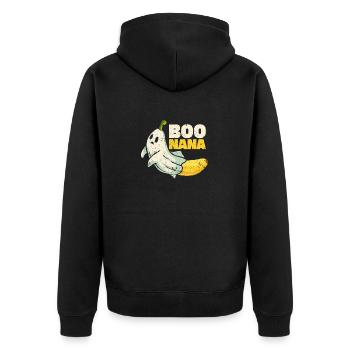 Boonana Niedliches Gespenst Banane Halloween - Unisex Premium Bio Zip Hoodie - Schwarz - Hinten - Nico (187cm)
