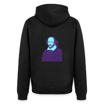 William Shakespeare - Mein Theater - Unisex Premium Bio Zip Hoodie - Schwarz - Hinten - Nico (187cm)