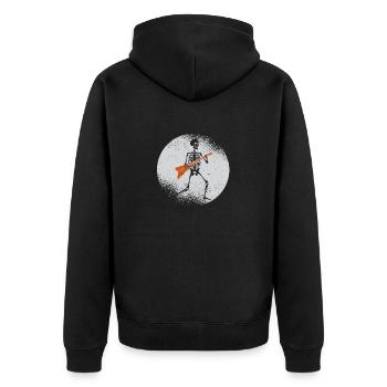 Skelett Gitarre spielend Rockmond Halloween Musik - Unisex Premium Bio Zip Hoodie - Schwarz - Hinten - Nico (187cm)