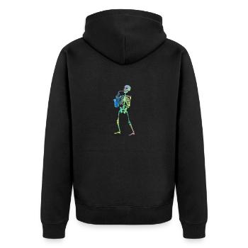 Skelett spielt Saxophon Jazz Halloween Musik - Unisex Premium Bio Zip Hoodie - Schwarz - Hinten - Nico (187cm)
