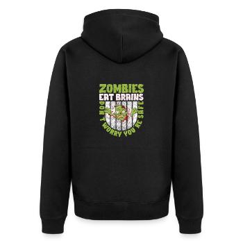 Halloween Zombie Zombies Eat Brains None - Unisex Premium Organic Zip Hoodie - black - Back - Nico (187cm)