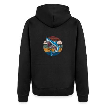 Shark Zombie Halloween Skeleton Skull Rib Cage - Unisex Premium Organic Zip Hoodie - black - Back - Nico (187cm)