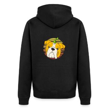 Englische Bulldogge Kürbis Halloween Thanksgiving - Unisex Premium Bio Zip Hoodie - Schwarz - Hinten - Nico (187cm)