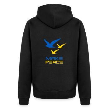 Make Peace Ukraine. Peace Birds - Unisex Premium Organic Zip Hoodie - black - Back - Nico (187cm)
