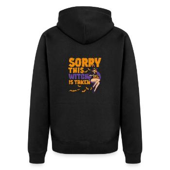 Sorry This Witch Is Taken Funny Halloween Witches - Unisex Premium Bio Zip Hoodie - Schwarz - Hinten - Nico (187cm)