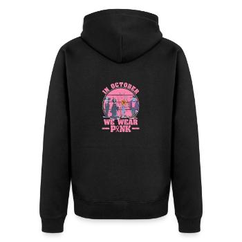 Lustig Halloween Gruselig Brustkrebs Im Oktober - Unisex Premium Bio Zip Hoodie - Schwarz - Hinten - Nico (187cm)