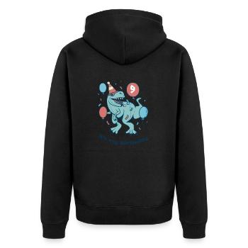 C’est mon anniversaire Dino - Veste à capuche bio Premium Unisexe - noir - Dos - Nico (187cm)