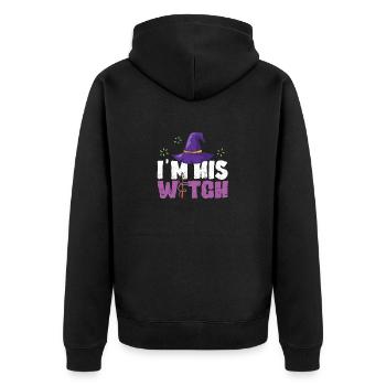 Ich bin seine Hexe Passende Halloween Paare Lustig - Unisex Premium Bio Zip Hoodie - Schwarz - Hinten - Nico (187cm)