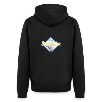 Stockholm Capitale Suède Viking Retro - Veste à capuche bio Premium Unisexe - noir - Dos - Nico (187cm)