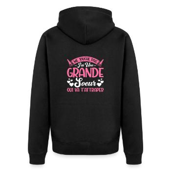 Design pour grande soeur ! Cadeau parfait - Veste à capuche bio Premium Unisexe - noir - Dos - Nico (187cm)