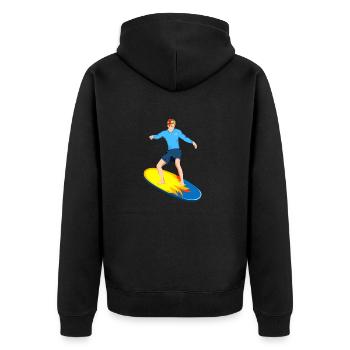 Surfer auf dem Surfbrett Surfing - Unisex Premium Bio Zip Hoodie - Schwarz - Hinten - Nico (187cm)