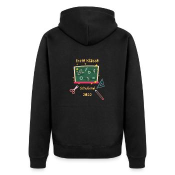 Erste Klasse Schulkind - Unisex Premium Bio Zip Hoodie - Schwarz - Hinten - Nico (187cm)