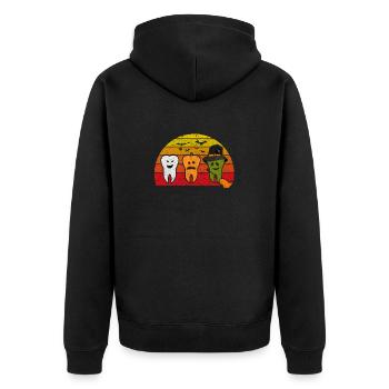 Teeth Ghost Pumpkin Witch Cute Dentist - Unisex Premium Organic Zip Hoodie - black - Back - Nico (187cm)