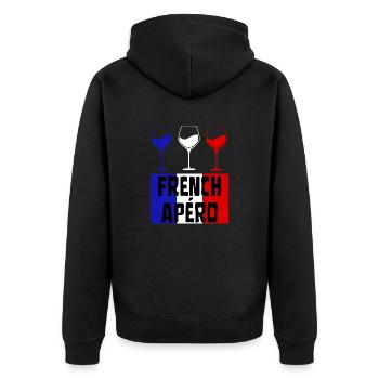 FRENCH APÉRO Vin Français bleu blanc et rouge - Veste à capuche bio Premium Unisexe - noir - Dos - Nico (187cm)