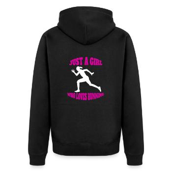 Jogger run fit jogging run cardio training - Unisex Premium Organic Zip Hoodie - black - Back - Nico (187cm)