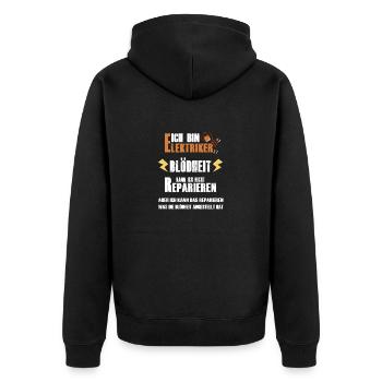 Elektriker Strom Handwerker Spruch Geschenk - Unisex Premium Bio Zip Hoodie - Schwarz - Hinten - Nico (187cm)