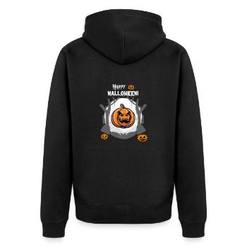 Joyeux Halloween, citrouille maléfique - Veste à capuche bio Premium Unisexe - noir - Dos - Nico (187cm)