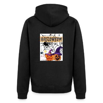 Halloween Geister Spinne Kürbis Stil - Unisex Premium Bio Zip Hoodie - Schwarz - Hinten - Nico (187cm)