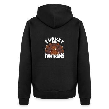 Fun Thanksgiving Day Autumn Traditional - Unisex Premium Organic Zip Hoodie - black - Back - Nico (187cm)