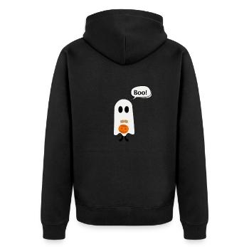 Kleiner Geist - Unisex Premium Bio Zip Hoodie - Schwarz - Hinten - Nico (187cm)