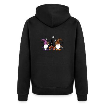 halloween gnomes, pumpkins, spiders, bats & ghosts - Unisex Premium Organic Zip Hoodie - black - Back - Nico (187cm)