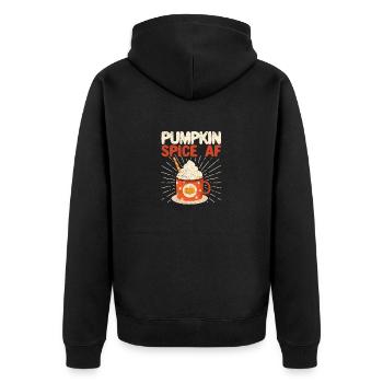 Pumpkin Spice AF Funny Coffee Lover Herbst Thanks - Unisex Premium Bio Zip Hoodie - Schwarz - Hinten - Nico (187cm)
