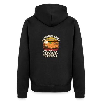 Funny Coffee Lovers Religious Pumpkin Spice - Unisex Premium Organic Zip Hoodie - black - Back - Nico (187cm)