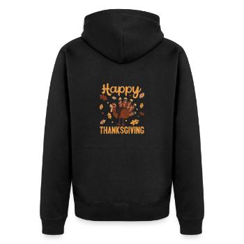 Happy Thanksgiving Day Lustige Türkei Urlaub Liebe - Unisex Premium Bio Zip Hoodie - Schwarz - Hinten - Nico (187cm)