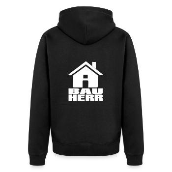 Bauherr Eigenheim Hausbau Baustelle - Unisex Premium Bio Zip Hoodie - Schwarz - Hinten - Nico (187cm)
