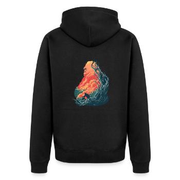 Gorilla Family, Fire, Rainforest - Unisex Premium Organic Zip Hoodie - black - Back - Nico (187cm)