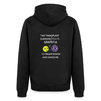 Transplant Survivor Organ Recipient Thank You - Unisex Premium Organic Zip Hoodie - black - Back - Nico (187cm)