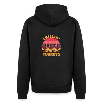 Lustige Thanksgiving-Party Truthahntag Chillin' - Unisex Premium Bio Zip Hoodie - Schwarz - Hinten - Nico (187cm)