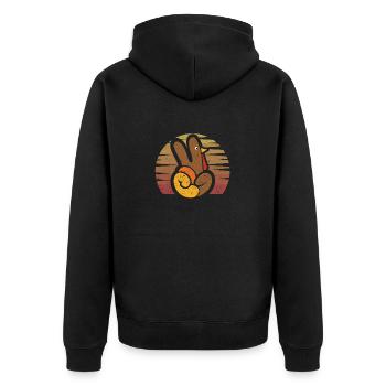 Peace Sign Türkei Hand Cool Thanksgiving Hippie - Unisex Premium Bio Zip Hoodie - Schwarz - Hinten - Nico (187cm)