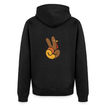Peace Sign Türkei Hand Cool Thanksgiving Hippie - Unisex Premium Bio Zip Hoodie - Schwarz - Hinten - Nico (187cm)